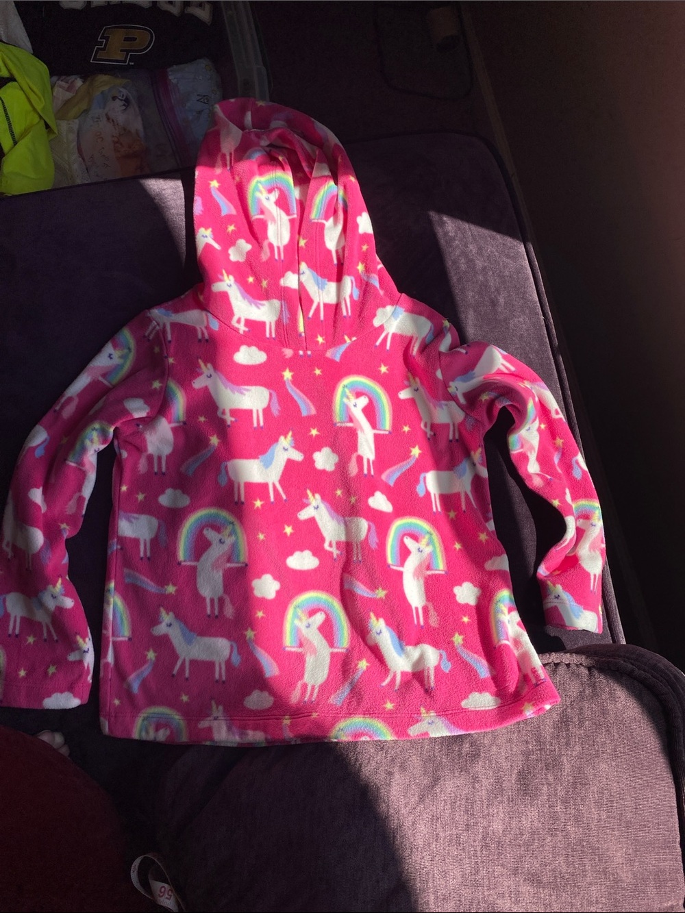 The Children's Place Pink Unicorn Hooded Fleece Pullover 5T